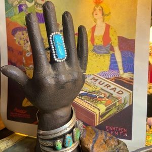 Signed Vintage Zuni Native American Turquoise Ring